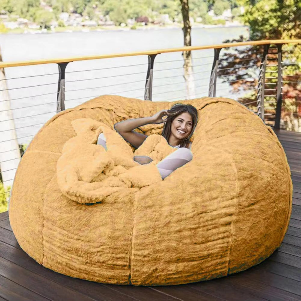 Useful Sofa Bean Bag Flexible Bean Bag Cover Anti-Fading Indoor Oversized Bean Bag Chair Cover Dust-Proof