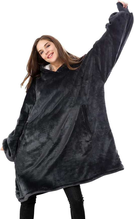 Wearable Blanket Hoodie, Oversize Sherpa Hooded Blanket  Super Warm and Cozy Hoodie Blanket for Women Men Adults,Teens 